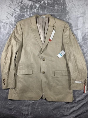 Chaqueta Blazer Altavoz Perry Ellis Mezcla Lino Nueva con Etiquetas. Ajuste moderno tostado neutro 48L Foto 1 de 4