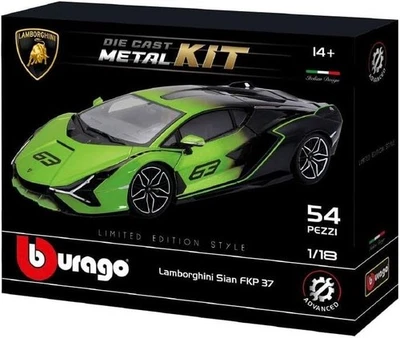 Burago 926594 Model Kit Lamborghini Sian FKP 37 Scala 1:18 Colore Verde Die Cast - Immagine 1 di 2
