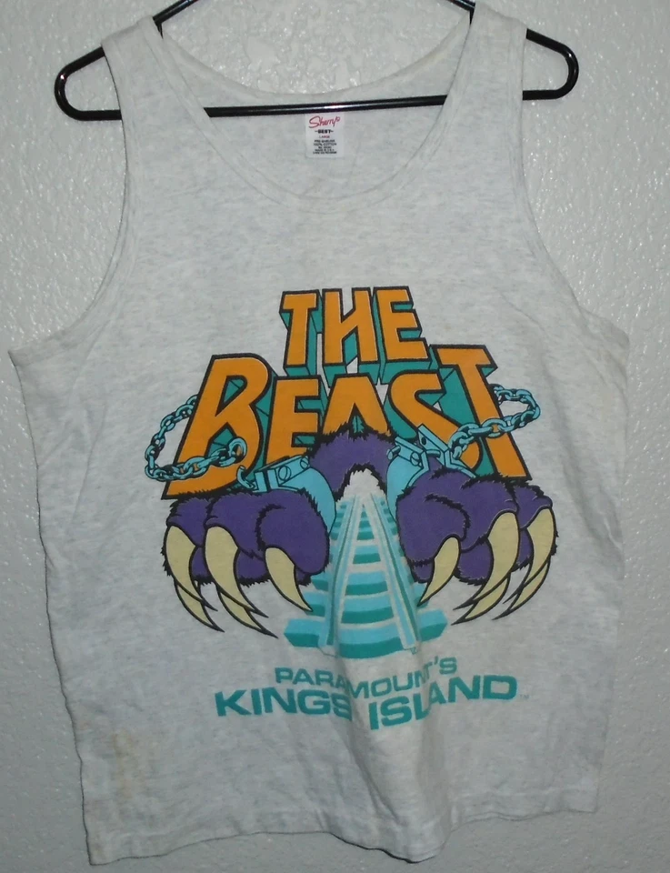 Винтажная футболка 1990-х The Beast Kings Island американские горки майка большой размер - Изображение 1 из 2