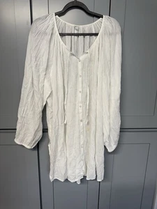 Aerie Tunic Shirt Womens XXL Daybreak Pool To Party Cover Up White Gauze Cotton - Picture 1 of 8