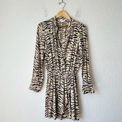 ZADIG & VOLTAIRE Rinka Tiger Mini Dress Womens Sz S Tan Black Animal Print Party - Image 1 of 4