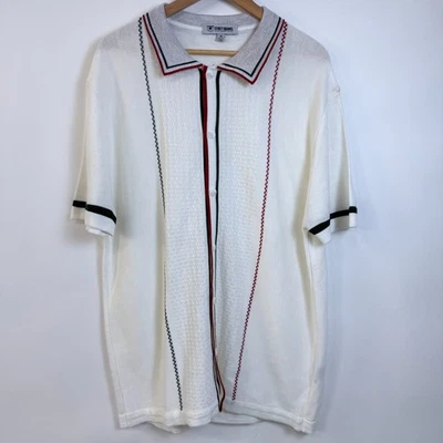 Camisa Stacy Adams Tejida Con Botones Para Hombres XL Rayas Verticales Ligera Retro Foto 1 de 4