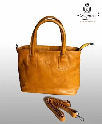 Kayzer Eclipse Damen Handtasche Echtleder Camel Tan Rindsleder Tasche mit logo