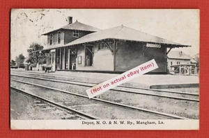 Rare 1907 MANGHAM Louisiana N.O. & N.W. Railway DEPOT Train Railroad RR - Picture 1 of 3