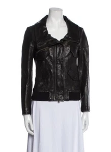 Theory Leather Biker Jacket Black Small - Picture 1 of 8