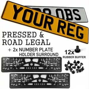 Pair Standard Pressed Number Plates Metal Car MOT Compliant REG Road Legal 100% - Picture 1 of 7