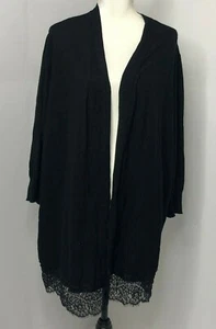 Cárdigan Lane Bryant para mujer Plus 22/24 suéter de encaje frontal abierto rayón negro - Imagen 1 de 9