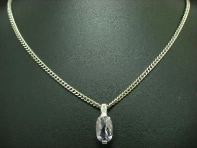 835 Argento Catena & 925 Sterling Ciondolo IN & Spinello E Ametista / 80,0 CM - Immagine 1 di 3