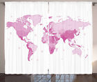 Light Pink Curtains World Map Continents Window Drapes 2 Panel Set 108x90 Inches
