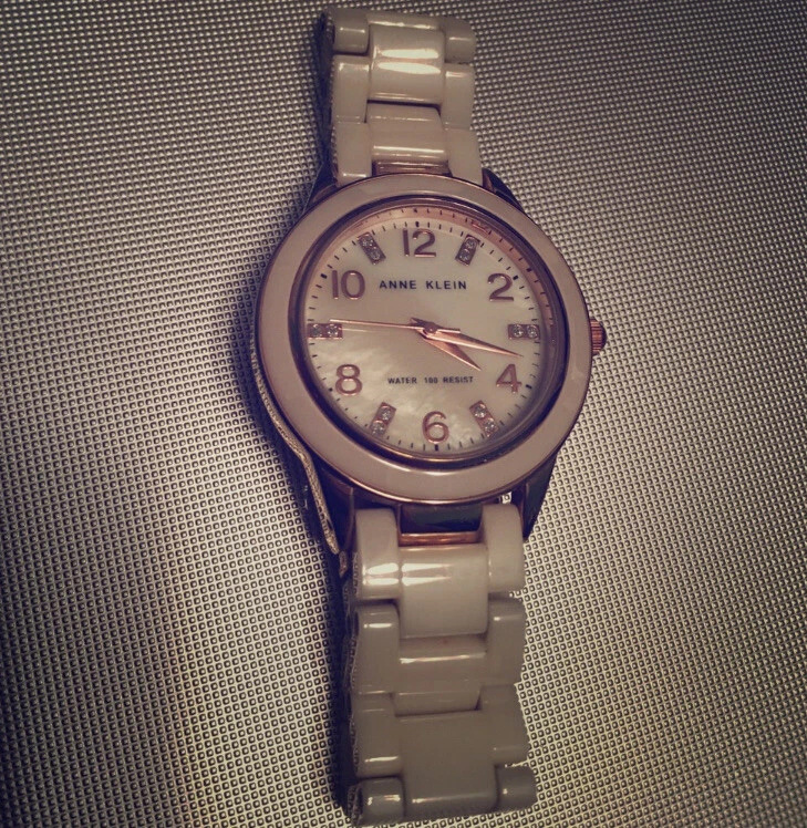 Women Anne Klein Blush Ceramic Mother-of-pearl Rose gold-Tone Watch - Image 1 of 4