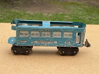 Lionel O Train Teal Silver Metal Observation Passenger Car Parts - Image 1 of 4