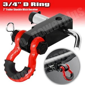 2" Tow Shackle Hitch Receiver 3/4" D-Ring Recovery Heavy Duty For Truck Jeep SUV - Picture 1 of 9