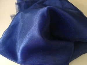 Beautiful blue organza fabric with a shimmer pattern 46” W X 84” L - Picture 1 of 2