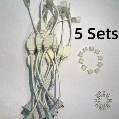 5 Set For 8x17mm LED Neon Rope Light Strip Power Supply Cord Connector Splicer - Image 1 of 4