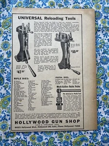 Vintage 1947 Hollywood Gun Shop Print Ad Firearm Reloading Equipment Ad Only - Picture 1 of 7