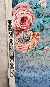 VTG 1987 5th Avenue Designs Floral Blue Polished Glazed Cotton Chintz Fabric 13+ - Picture 1 of 19