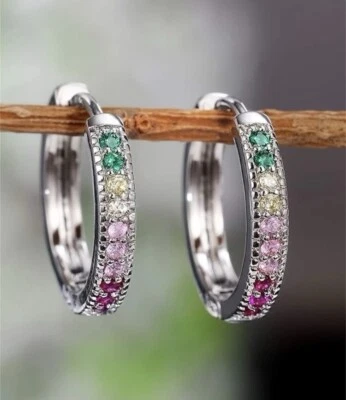 NUEVO Pendientes de aro con bisagras de turmalina múltiple Foto 1 de 4