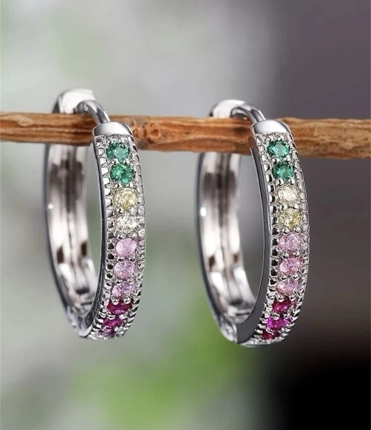 NUEVO Pendientes de aro con bisagras de turmalina múltiple Foto 1 de 4