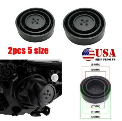 2Pcs Car Headlight LED HID Halogen Rubber Seal Cap Dust Waterproof Cover Kit - Image 1 of 4