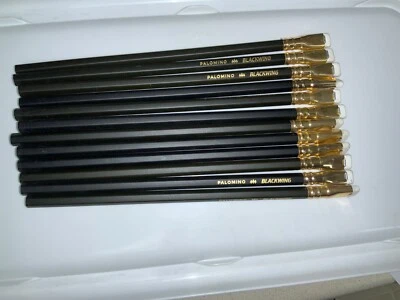 Juego de 12 Lápices Blackwing Palomino Original Logo Árbol Negro Borrador Blanco Foto 1 de 4
