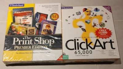 Broderbund Print Shop Premiere 5.0 & 65k ClickArt Image Pack Sealed New Win95 CD - Image 1 of 4