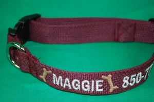 Personalized Dog Collar with Your Dogs Name Phone Number and Dog Bones Design - Picture 1 of 12