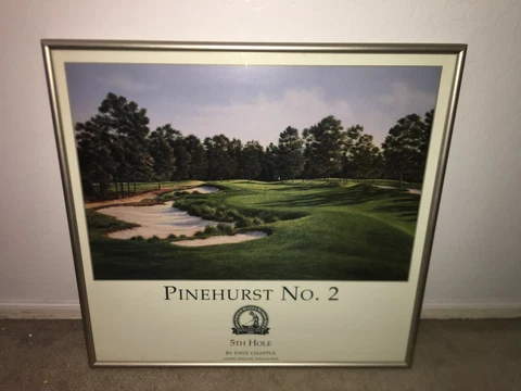 Pinehurst #2 Framed Golf Poster Hole #5 By Dave Chapple 25 x 26 Cover