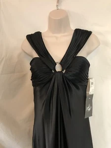 $418 ++ NWT Sz 2- Aidan Mattox Long Off The Shoulder Dress Black - Picture 1 of 10