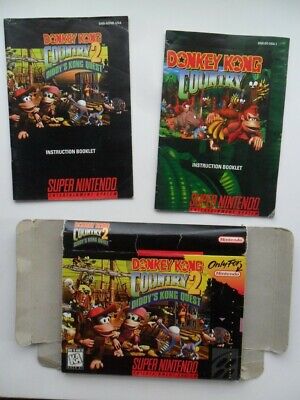 2 Donkey Kong Country Diddy's Kong Quest Super Nintendo Inst. Booklets SNES +Box • 13.90£