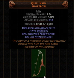 💥Path Of Exile 2💥Dawn Of The Hunt💥Best Starter Bow💥Quill Rain Shortbow - Picture 1 of 1