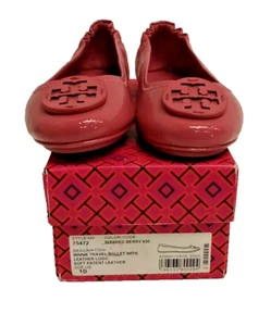 Tory Burch Women's Minnie Travel Ballet Flats, Washed Berry, Pink, 10 Medium US - Picture 1 of 7