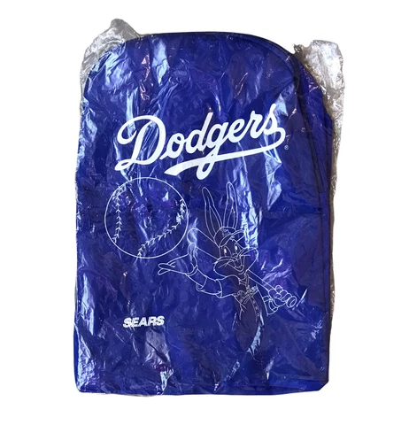 Vintage 80s 90s LA Los Angeles Dodgers Sears Bugs Bunny Backpack Blue Nylon B5 Cover