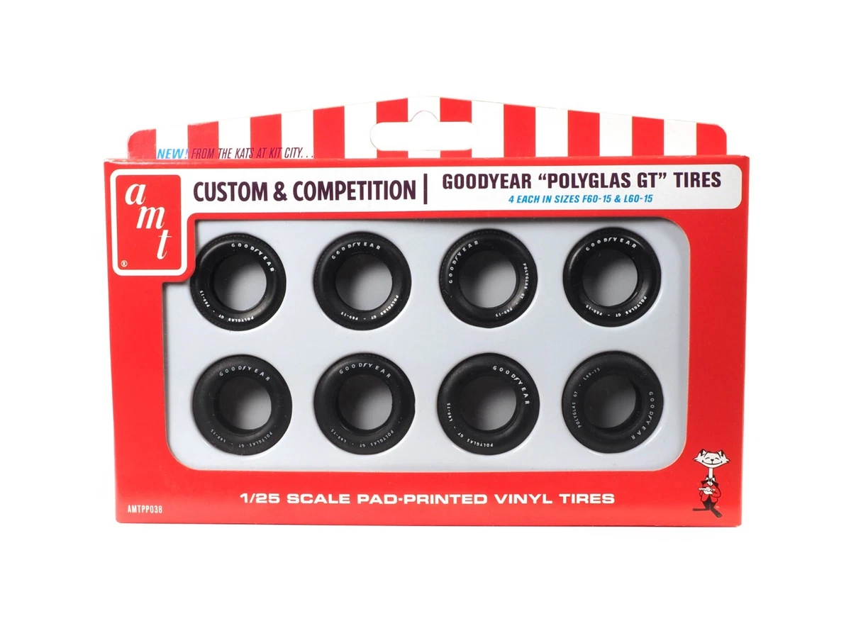 AMT Goodyear Drag SLICKS Model Car Tires – Pad Printed, 1:25 Scale, .650W 10 thumbnail image