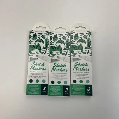 American Crafts Sketch Markers Dual-Tip Alcohol Markers 3/pk Greens - 3 PACK - Image 1 of 2
