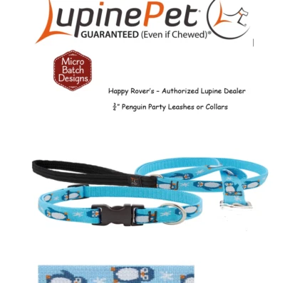 Collar o correa para perro Lupine Lifetime EDICIÓN LIMITADA - 3/4" - FIESTA PINGÜINO Foto 1 de 4