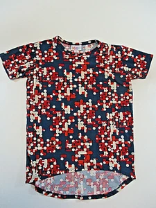 LuLaRoe Classic T Shirt Girls Size 6 Navy Blue Red Buttery Soft S/S EUC - Picture 1 of 5