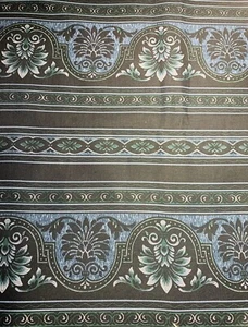Jinny Beyer Sumatra RJR Fabric Blue Black Scroll Floral Stripe BTY Cotton - Picture 1 of 5