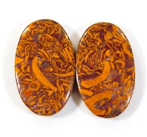 38 Ct Top Natural Mariam Jasper Pair Oval Cabochon Gemstone 27x17x5 mm UU=0284 - Picture 1 of 6