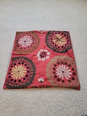 Funda de Almohada Pottery Barn Bordada Floral Algodón y Lino 26x26 Foto 1 de 4