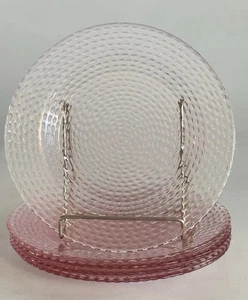 Vintage Hasel-Atlas Rosa Depression Glas Blase 10" Essteller 5er Set - Bild 1 von 7