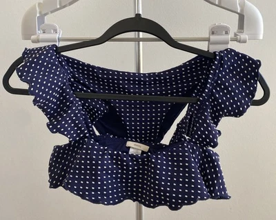 Conjunto de bikini Eberjey XS de 2 piezas azul marino y blanco con volantes Foto 1 de 4