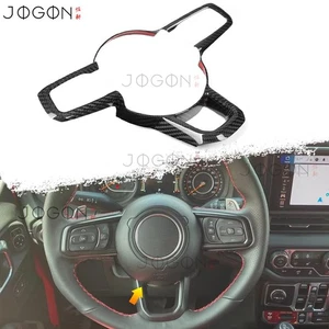 Marco de botón de volante de carbono real JT para Jeep JL Wrangler Gladiator Mojave - Imagen 1 de 13