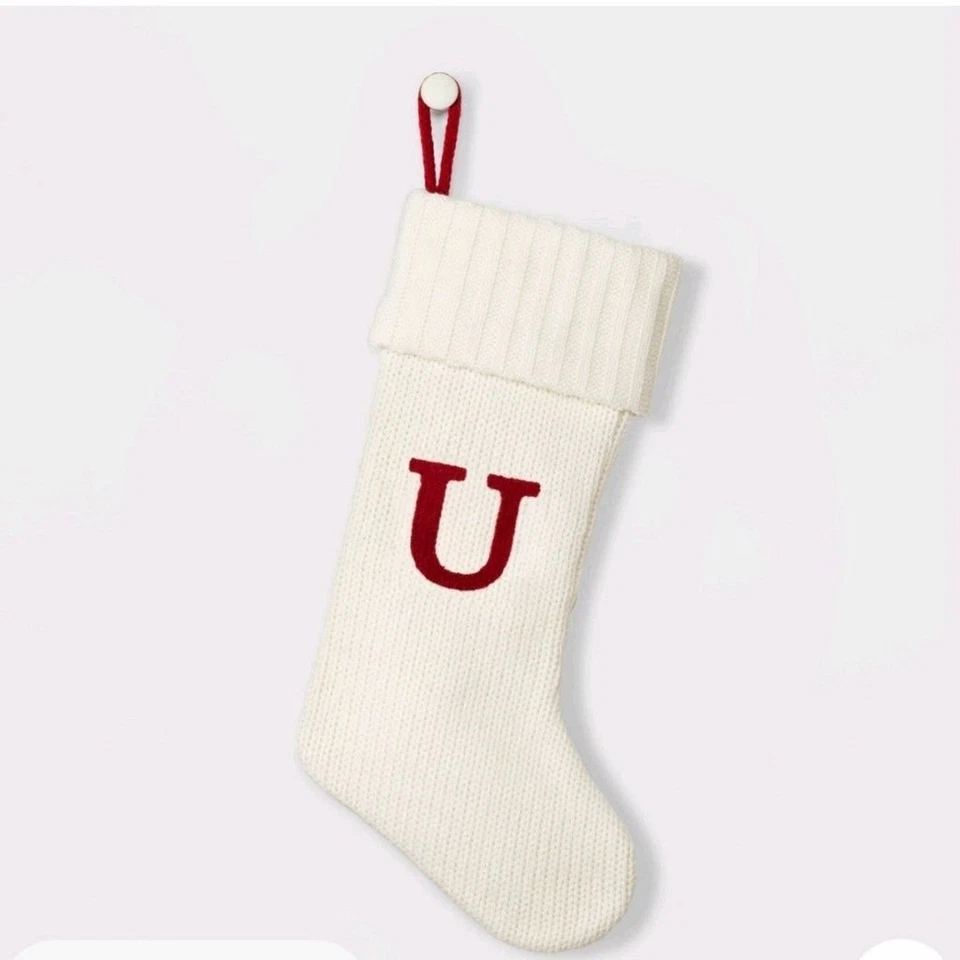 Medias con monograma de punto letra U Wondershop blancas iniciales de vacaciones objetivo de Navidad 20" Foto 1 de 1