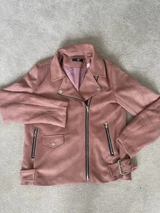 Miss Guided Pink Suede Biker jacket - Picture 1 of 4