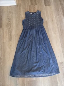 Karin Steven's Vintage Emborderd Demin Maxi Dress Size 10 - Picture 1 of 7