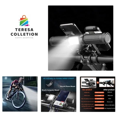 Luz de bicicleta 10000 mAh, extensor de manillar de bicicleta, aleación de aluminio de aviación 2400 l... Foto 1 de 4