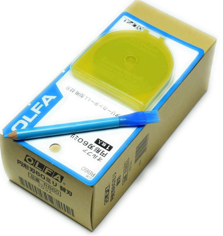 OLFA 60 毫米钨工具钢旋转刀片,10 件套 + 标记笔日本 Impo... — 第 1/2 张图片