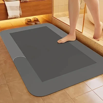 Alfombra de baño súper absorbente de diatomita de secado rápido, antideslizante y piso absorbente de agua Foto 1 de 4