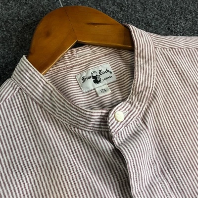 Camicia Friar Tuck uomo 17,5 rossa manica corta fascia colletto Canada tasca prete - Immagine 1 di 4