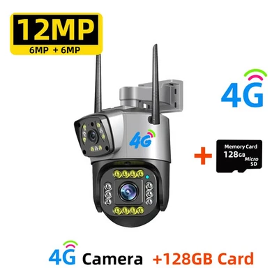 6K 12MP Outdoor 4G SIM PTZ Security Camera Dual Lens Wireless Motion Detection - Image 1 of 4